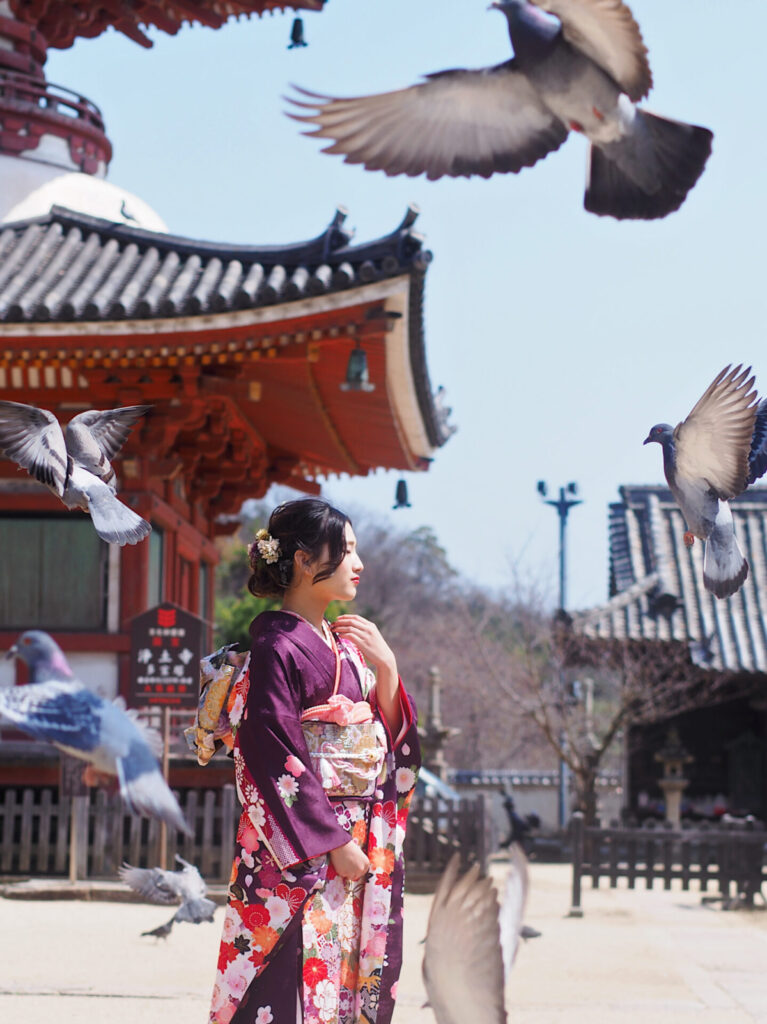 尾道浄土寺で成人記念写真